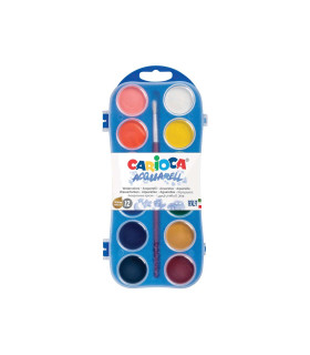 Estuche Plástico de 12 Acuarelas y Pincel Carioca
