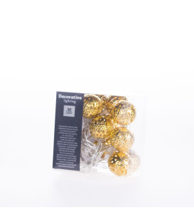 Guirnalda de 10 Bolas LED 2 cm Doradas