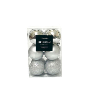 Bolas Plateadas de 6 cm x 12 Alparamis