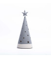 Adorno de Pino Gris con Estrellas con Luz 25 cm Alparamis