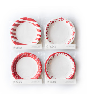 12 Paquetes De 6 Platos Navidad Rojos
