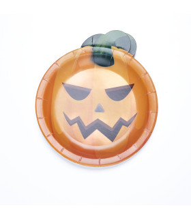 Platos de Cartón Calabaza de Halloween x 8