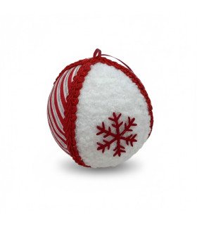 Bola Navideña de Peluche Blanca y Roja 10 cm Alparamis