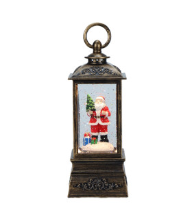 Farol Papá Noel con Pino 8 x 24 cm con LED Alparamis