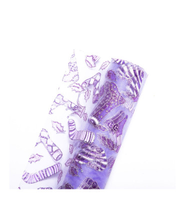 Tela Traslúcida con Medias y Botas Violetas 35 cm x 9 m