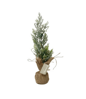 Adorno de Pinito Nevado con Base de Yute 35 cm Alparamis