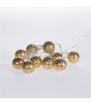 Guirnalda de 10 Bolas LED 2 cm Doradas