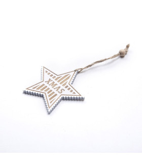 Adorno de Estrella Blanca de Madera 8 cm x 6 Alparamis
