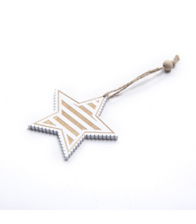 Adorno de Estrella Blanca de Madera 8 cm x 6 Alparamis