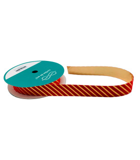 Cinta Flock Rayas Finas Rojas y Doradas 2.5 cm x 10 metros