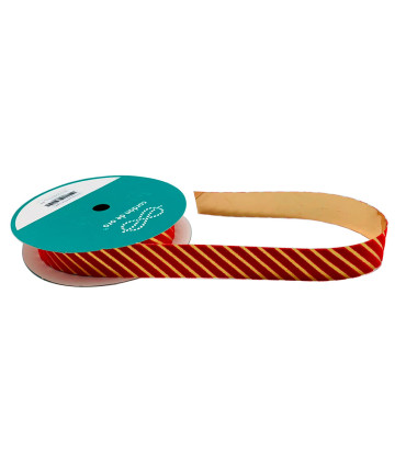 Cinta Flock Rayas Finas Rojas y Doradas 2.5 cm x 10 metros