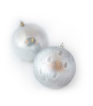 Set de 6 Bolas Perladas y Mate con Glitter de 8 cm Plateadas Alparamis