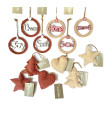 Adorno para el Árbol de Tela y Madera Rosa y Blanco 10 cm Alparamis