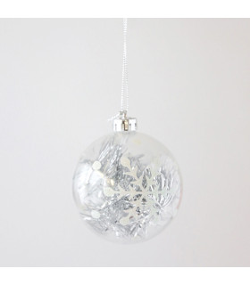 Bola Transparente con Copos Blancos 8 cm Alparamis