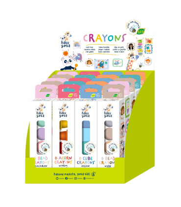Crayones Bellota Cubo y Cuentas Haku Yoka x 6 20 Pz en 6 Diseños con Exhibidor