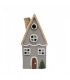 Adorno de Navidad Casita Gris de Cerámica con LED 18 cm Alparamis