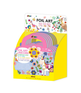 Libros de Láminas Metalizadas Foil Art 8 Pz en 2 Diseños con Exhibidor Avenir