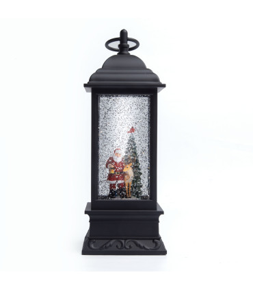 Adorno de Farol Santa y Reno con LED 28 cm Alparamis