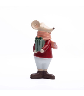 Adorno de Ratón con Regalo 18 cm Alparamis