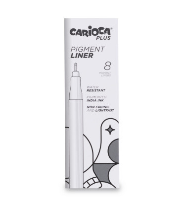 Marcadores Negros de Trazo 0.5 mm Pigment Liner Carioca Plus x 8