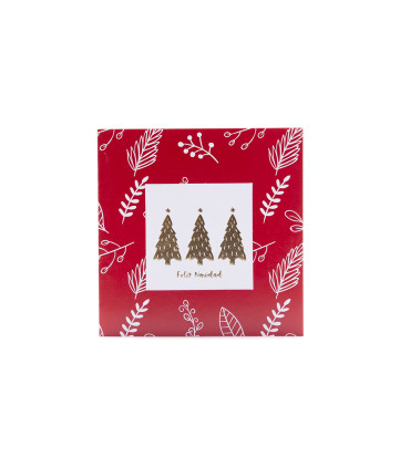 Tarjetas Stamping Rayas y Hojas Rojas - PACK x 12