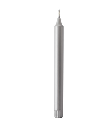 Vela Taper 25 cm Plateado Metálico x 4 unidades