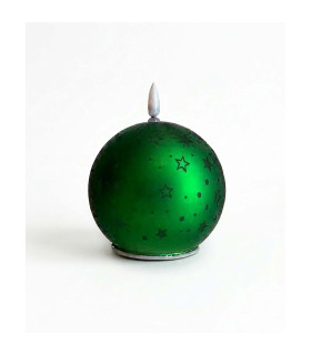 Vela LED Esfera de Vidrio Navideña 10 cm Verde Alparamis