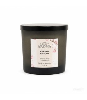 Vela de Soja Aromática 250 g Línea Black Cerezo en Flor Espacio Aroma
