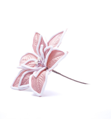 Adorno Estrella Federal Rosa Borde Blanco 30 cm Alparamis A24-4097
