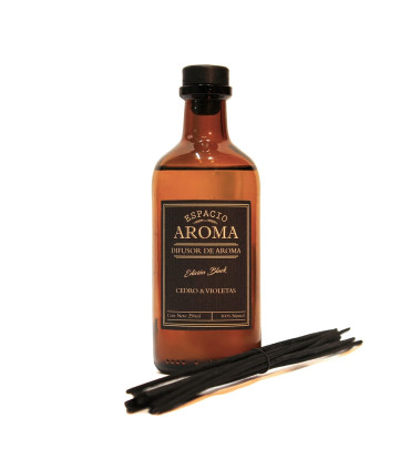 Difusor Ambiental 250 ml Línea Black Cedro y Violetas Espacio Aroma