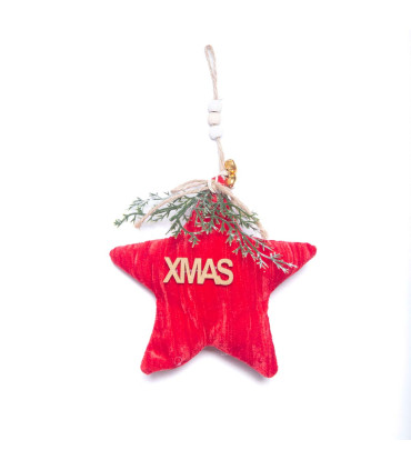 Adorno Navideño de Tela y Madera Rojo y Blanco 19 cm Alparamis