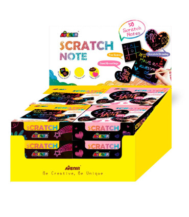 Scratch Note Block 12 Pz en 2 Diseños con Exhibidor Avenir