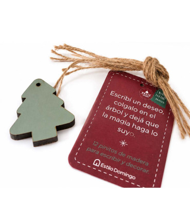 Adornos de Madera Pinos Deseo para el Árbol 5 cm x 12