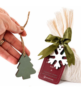 Adornos de Madera Pinos Deseo para el Árbol 5 cm x 12
