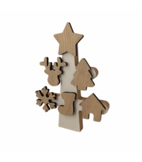Pinito Blanco con Adornos en Madera 20 cm