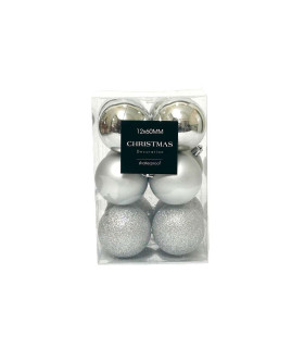 Bolas Plateadas de 6 cm x 12 Alparamis