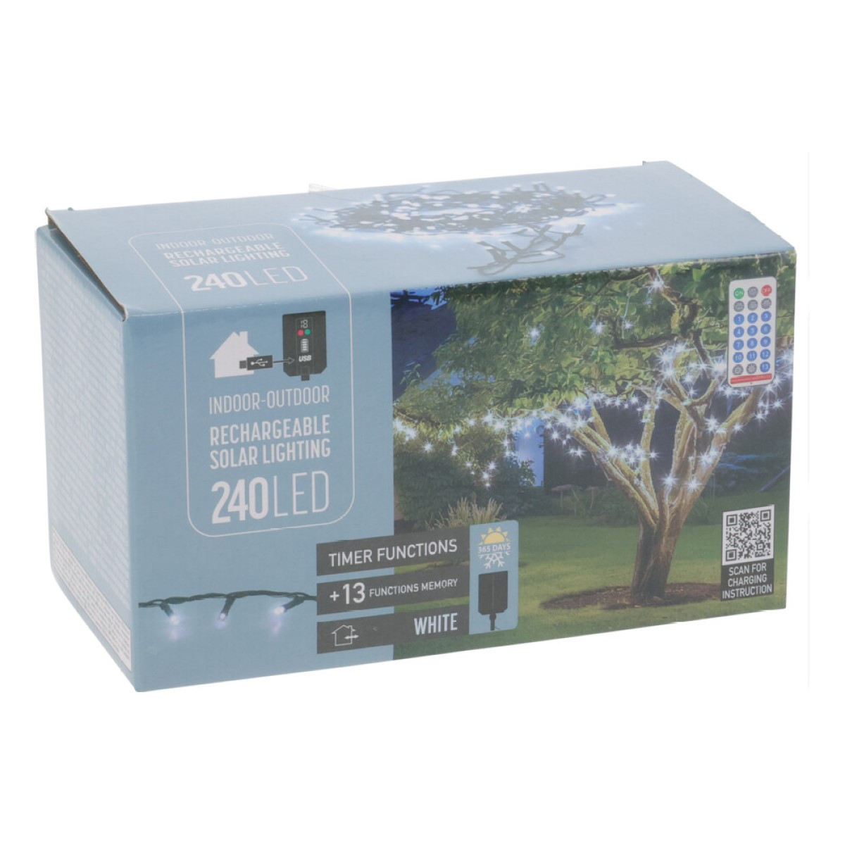Guirnalda de 240 Luces LED Solar y USB Blanco Frío Alparamis