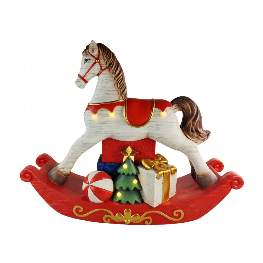 Adorno de Navidad Caballo Mecedora con Luz LED 82 cm Alparamis