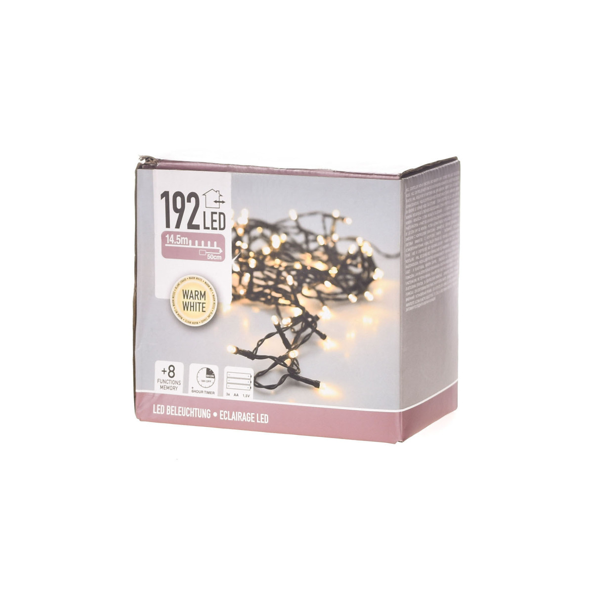 192 Luces LED a Pila Blanca con Cable Negro Alparamis