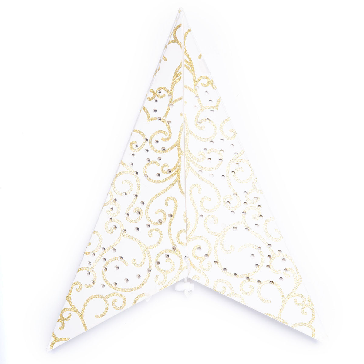 Estrella de Papel blanca y dorada con LED 60 cm Alparamis