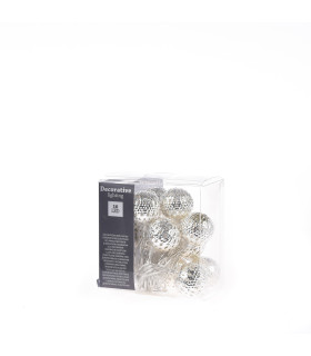 Guirnalda de 10 Bolas LED 2 cm Plateadas