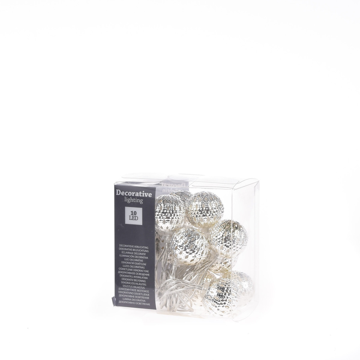 Guirnalda de 10 Bolas LED 2 cm Plateadas