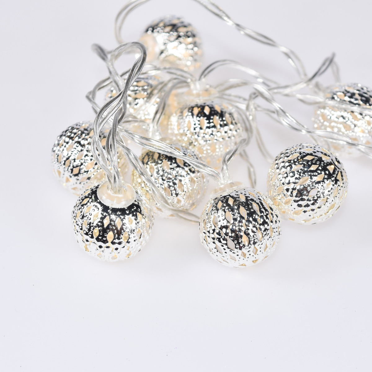 Guirnalda de 10 Bolas LED 2 cm Plateadas