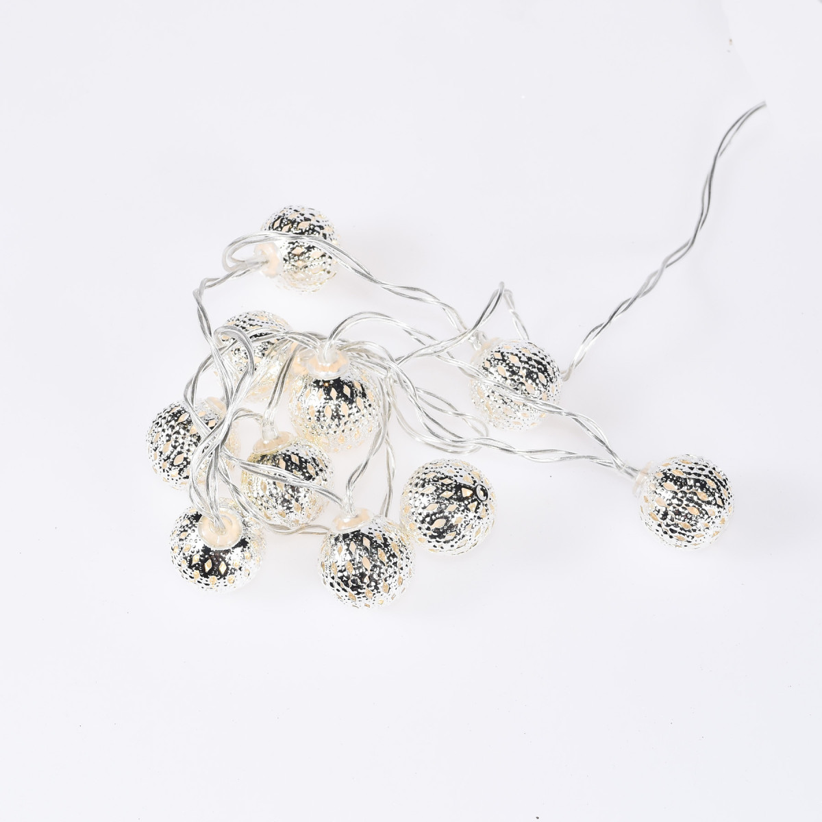 Guirnalda de 10 Bolas LED 2 cm Plateadas