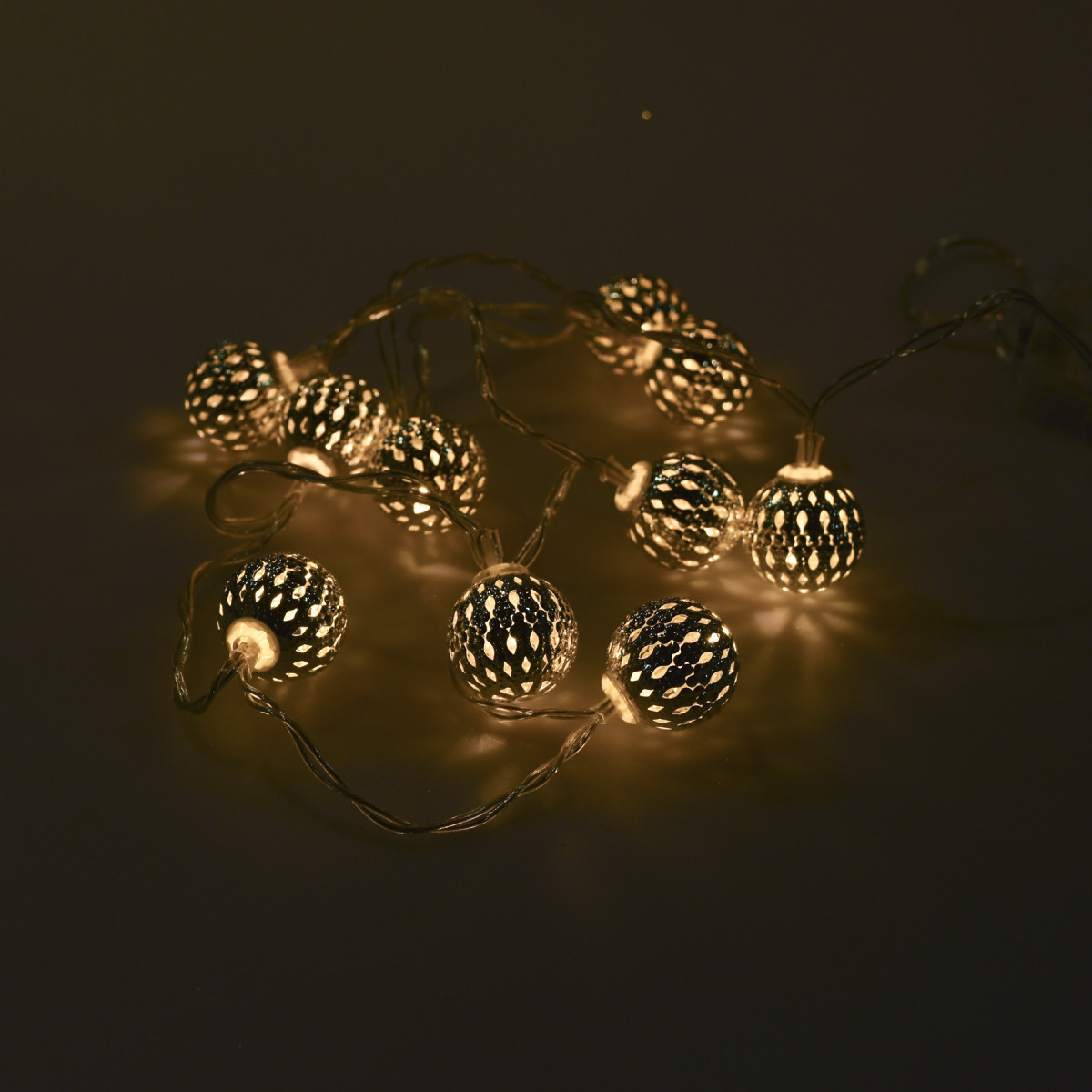 Guirnalda de 10 Bolas LED 2 cm Plateadas