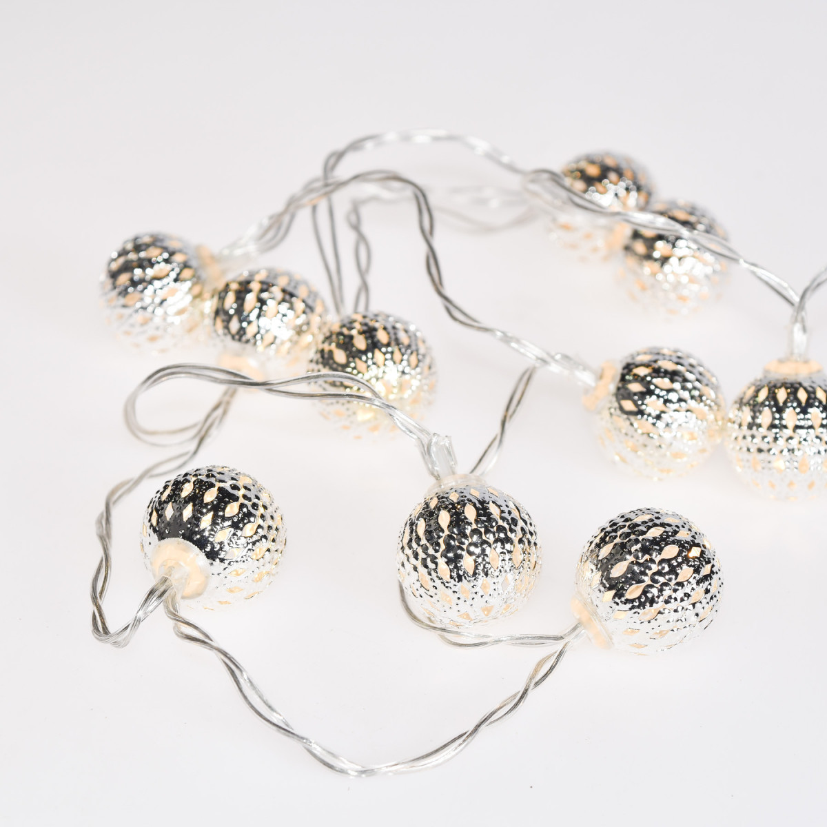 Guirnalda de 10 Bolas LED 2 cm Plateadas