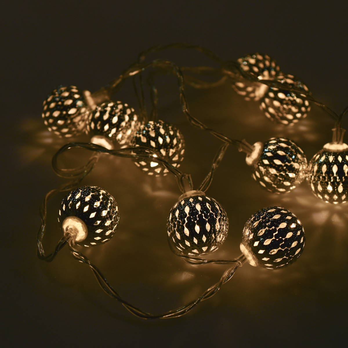 Guirnalda de 10 Bolas LED 2 cm Plateadas