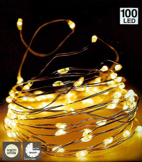 100 luces microLED a pila blanca