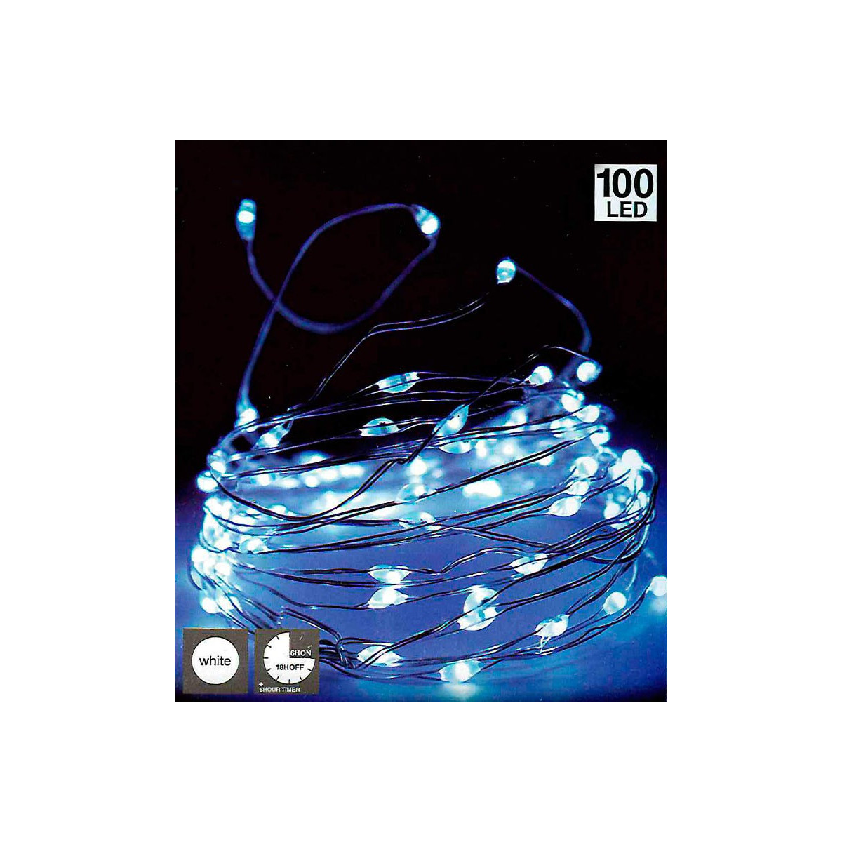 100 luces microLED a pila blanca fría