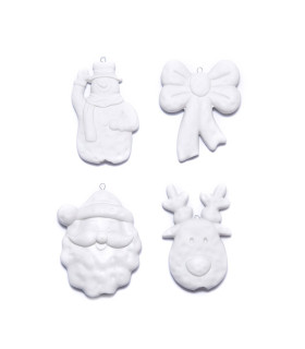 Adornos de Santa Snowman Reno y Moño 10 cm